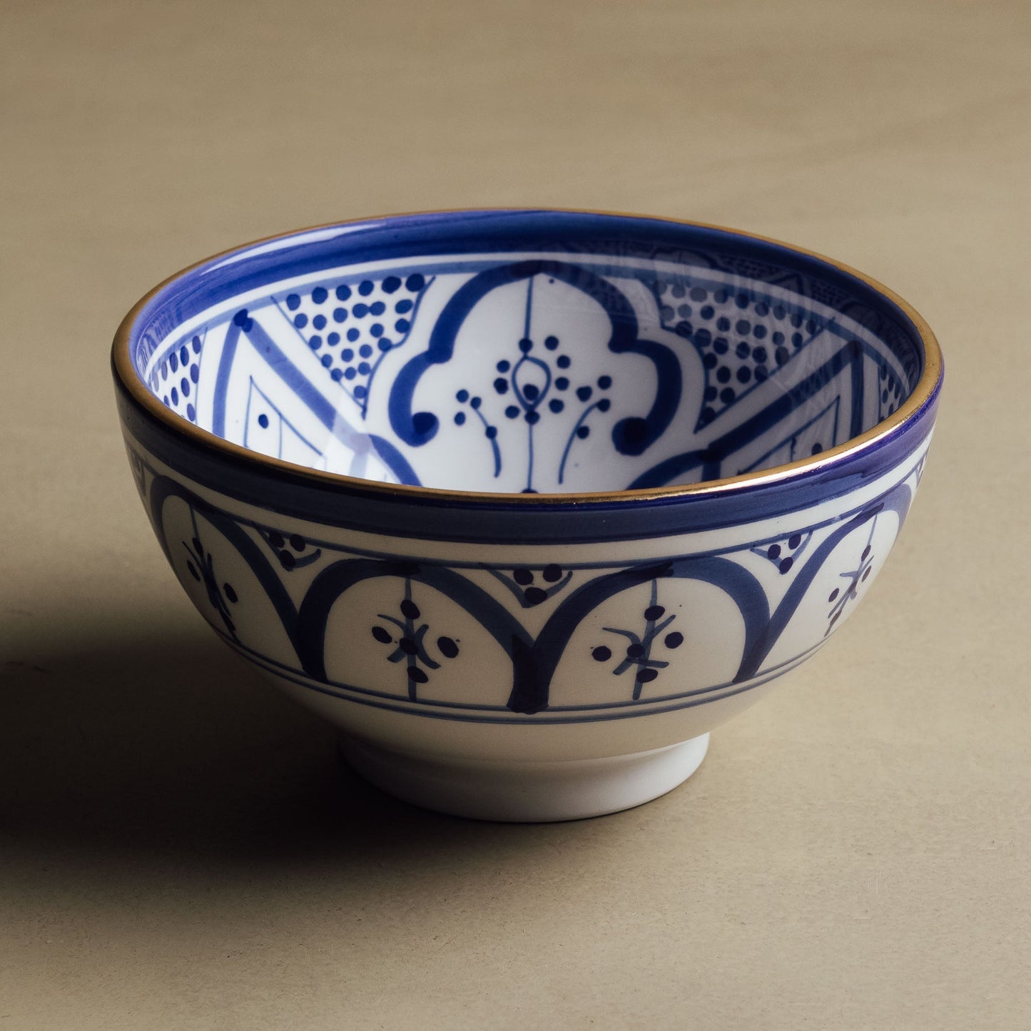 Fez Blue Bowl - Moroccan Dinnerware Adorned with 12 Carat Gold Accents - Urbann-Vibe