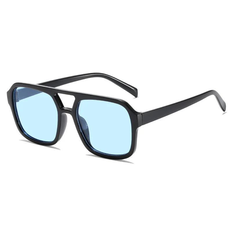 Bold retro square-frame sunglasses with vibrant prism lenses and UV400 protection for festivals