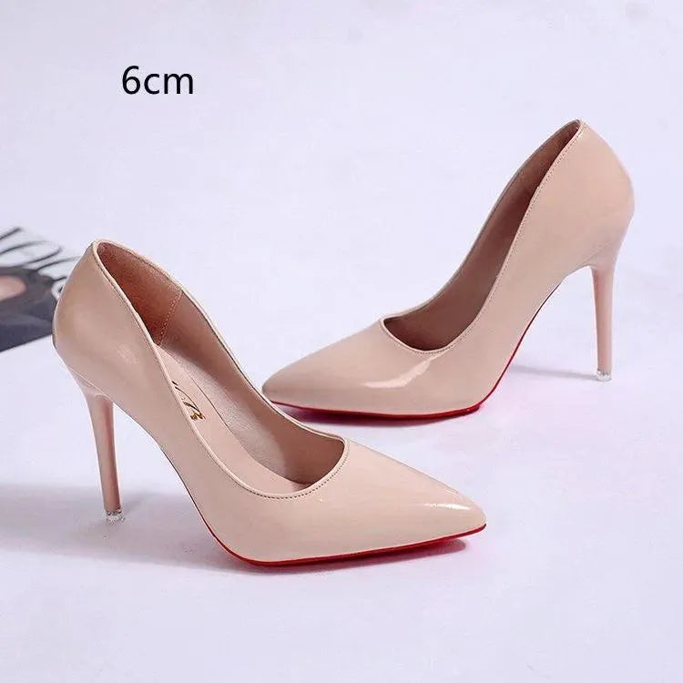 Women's black platform stiletto heels synthetic leather finish 6-10cm height elegant pumps