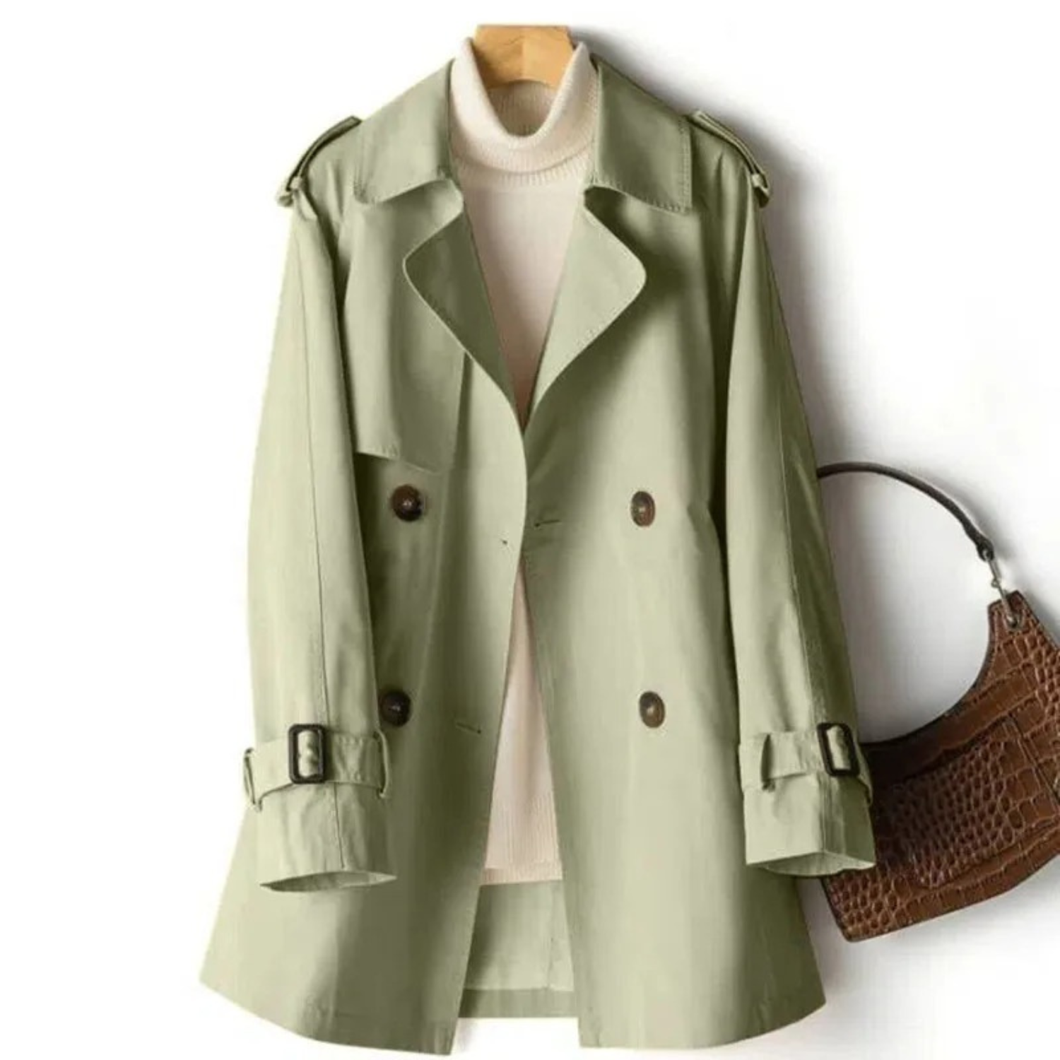 Chloe women's belted double-breasted coat elegant tailored fit versatile outerwear