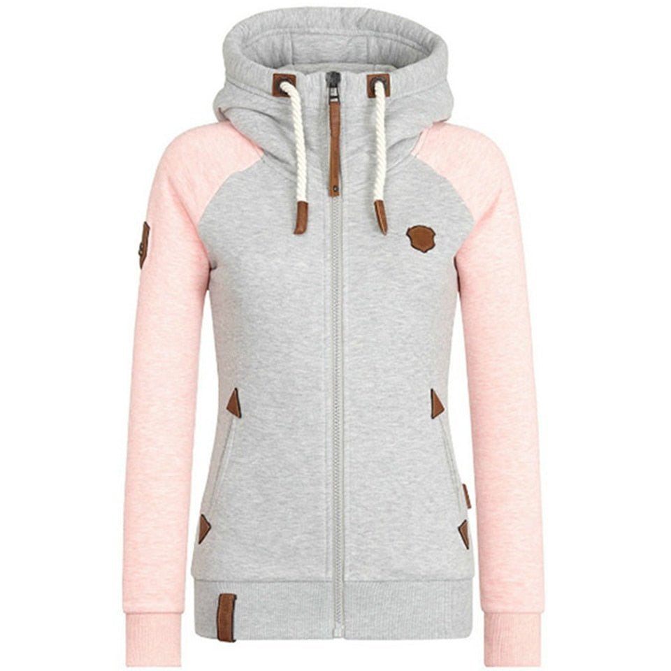 Women's pullover hoodie in black pink or blue relaxed silhouette with everyday elegant comfort fit
