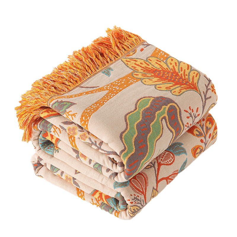Reversible bohemian floral cotton throw blanket vibrant multicolor lightweight boho cozy decor accent