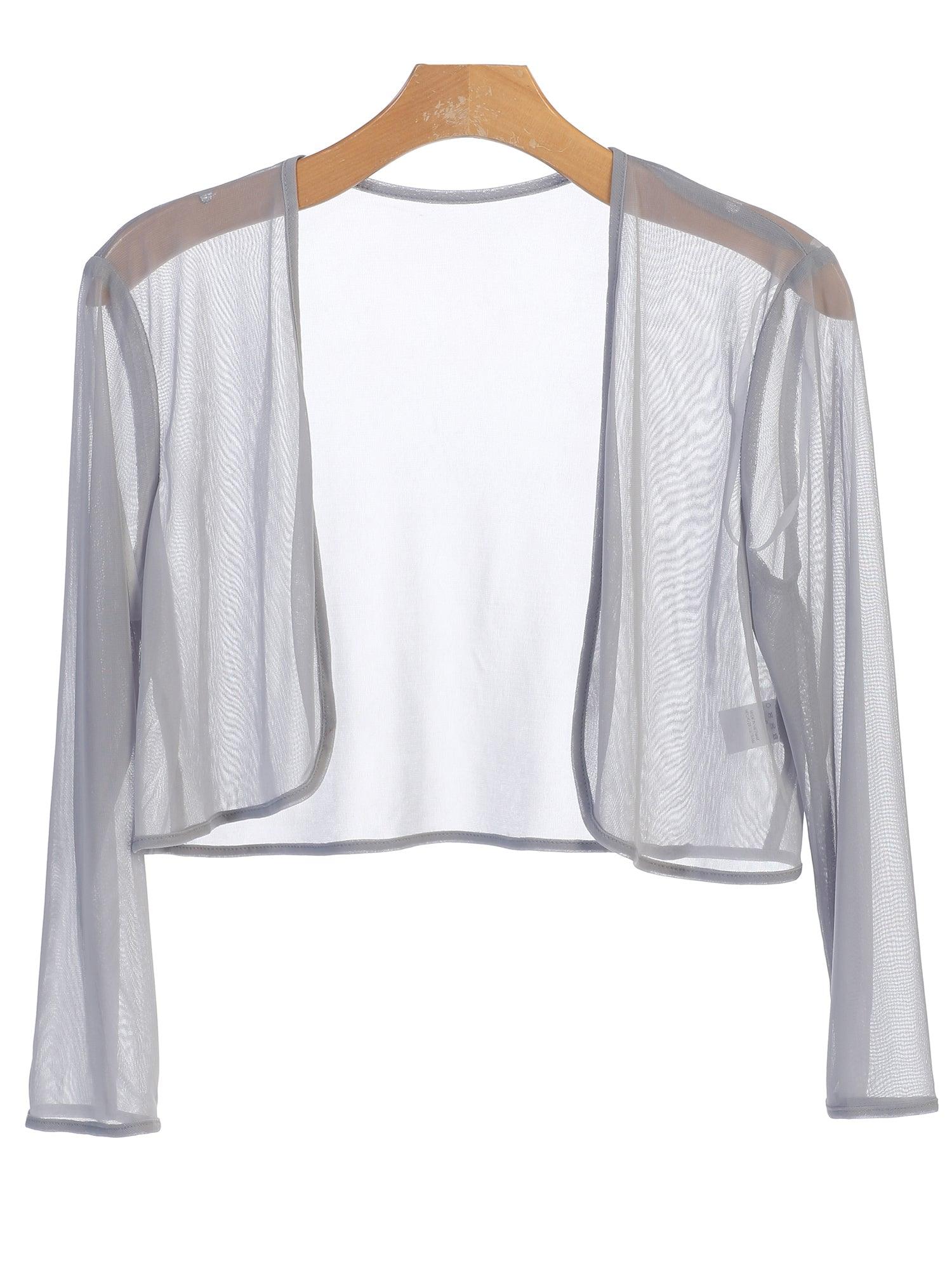 Black chiffon bolero jacket women long sleeve elegant formal cover lightweight overlay