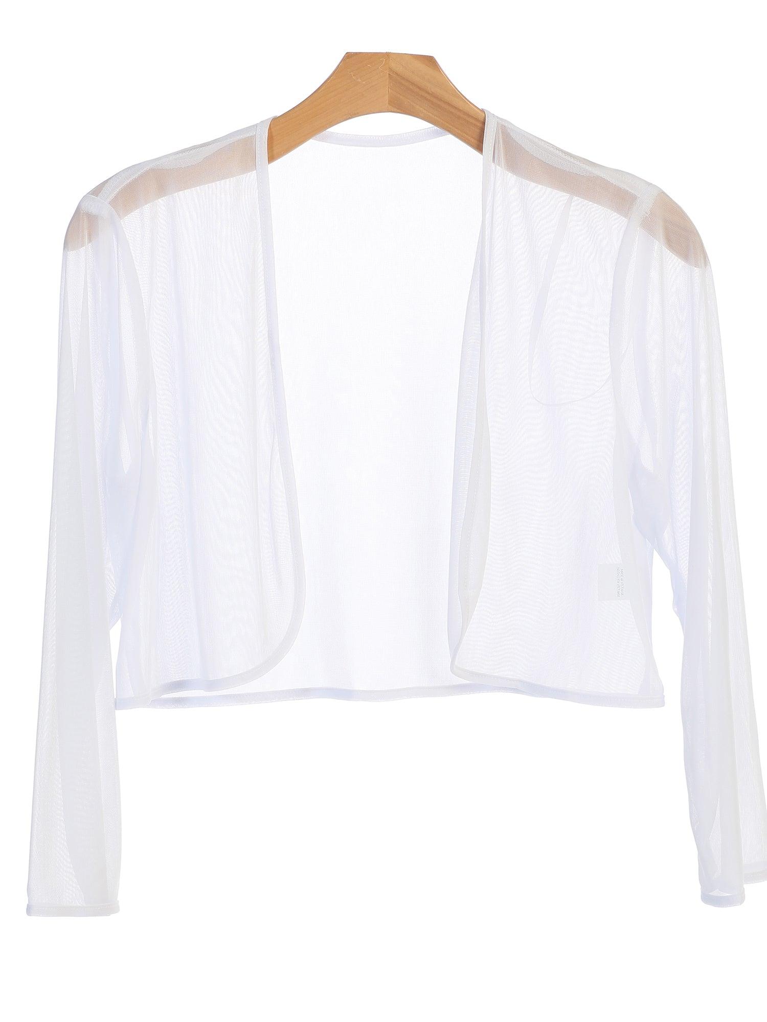 Women's black chiffon bolero jacket long sleeve elegant formal cover-up for weddings
