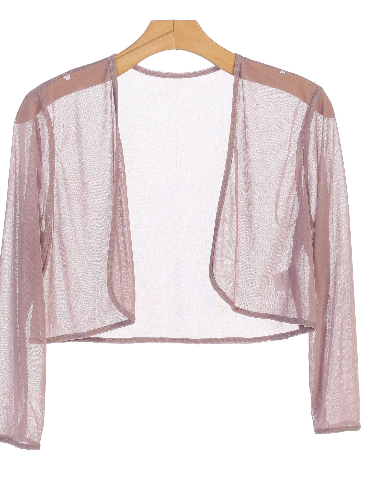 Women's black chiffon bolero jacket long sleeve elegant formal cover-up for weddings