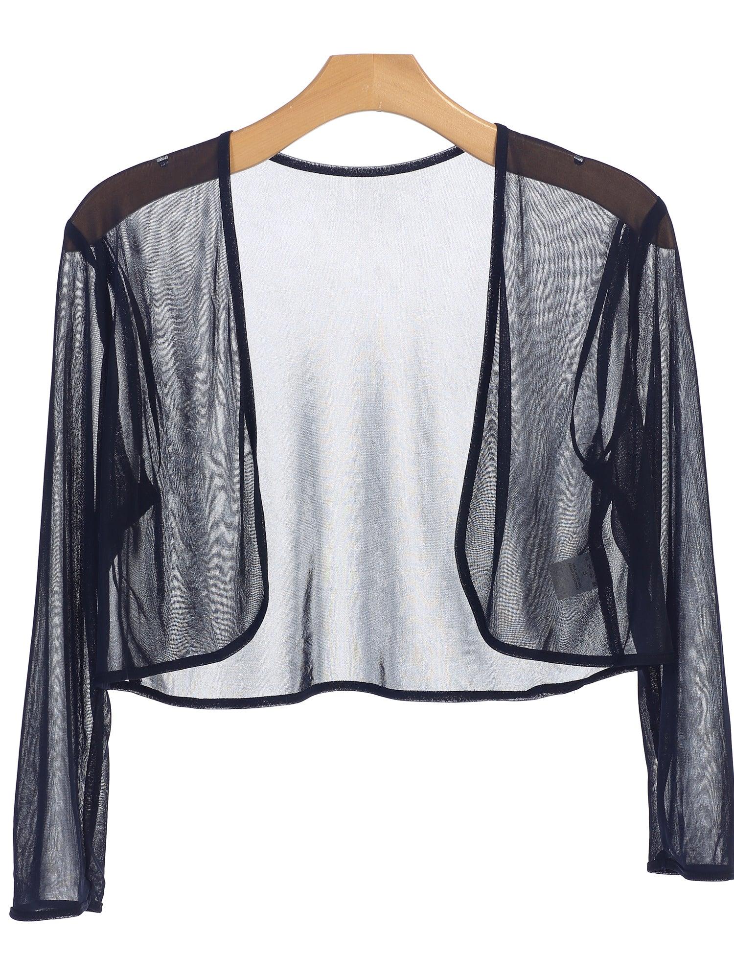 Elegant chiffon bolero jacket long sleeves formal cover-up lightweight overlay for women
