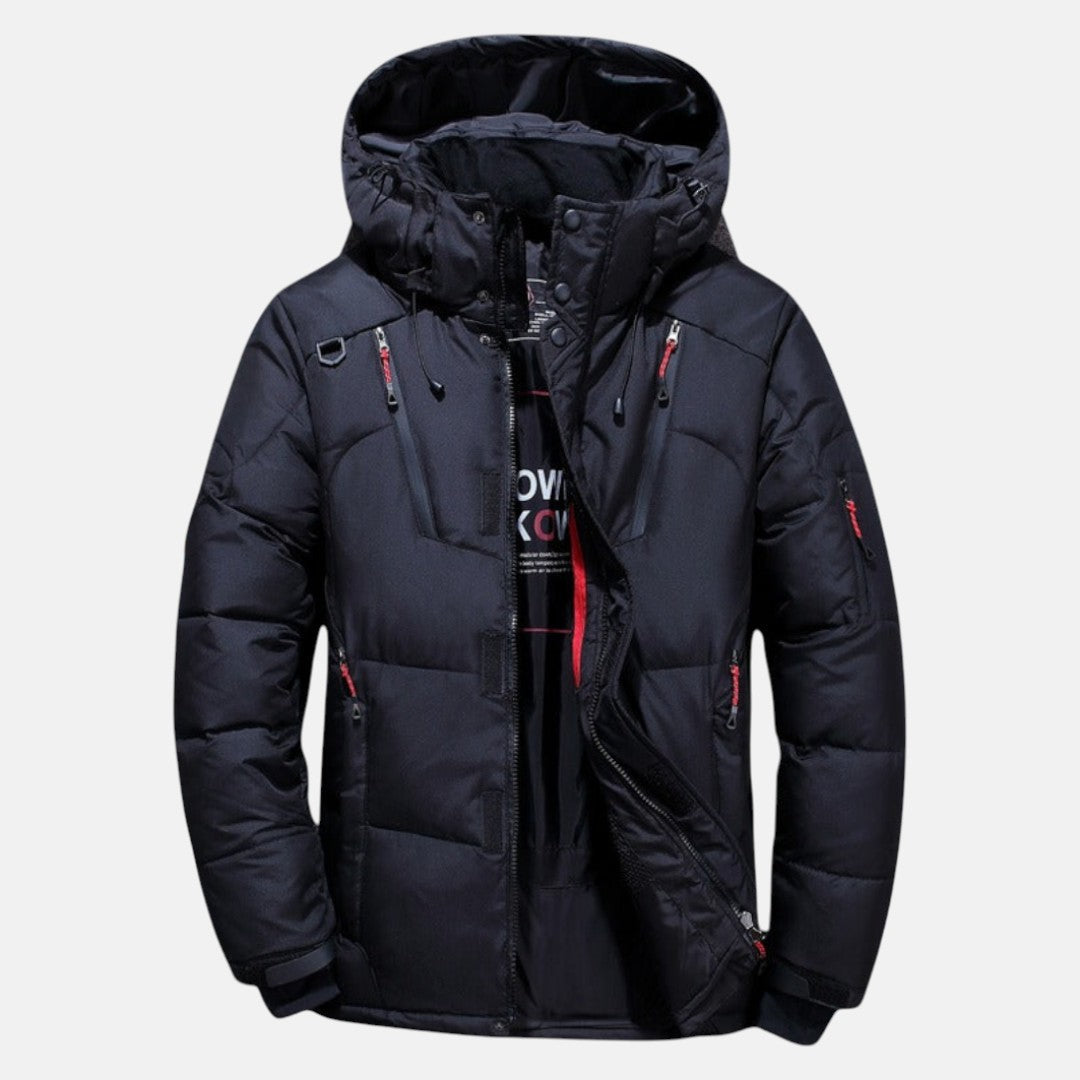 Men's Benjamin winter parka hooded regular fit padded hip-length coat with zipper pockets