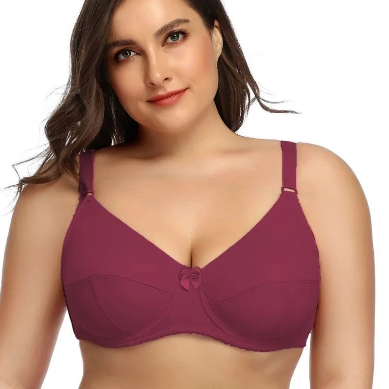 Plus size full coverage underwire bra, unpadded elastane stretch design for all-day support