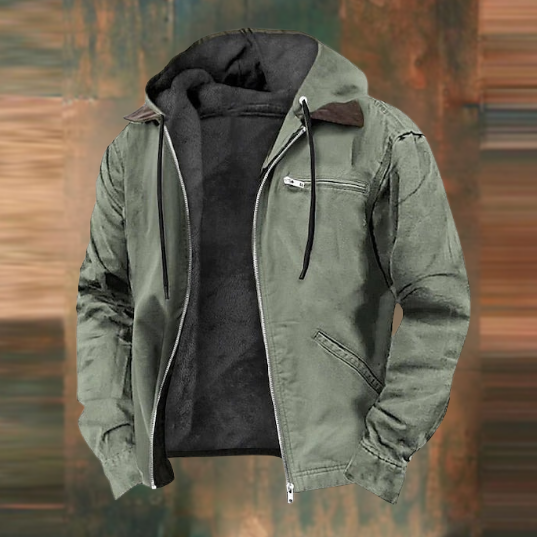 Men's mid-length winter coat regular fit with zipper closure and thick insulated lining for warmth