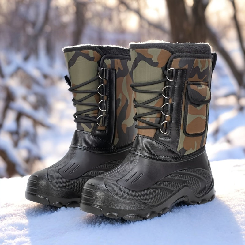 Men's high-cut winter snow boots non-slip sole cold weather outdoor urban rugged style