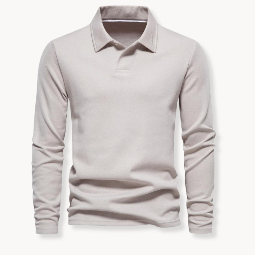 Men's long sleeve polo shirt in classic fit with elegant polo collar for work and casual wear