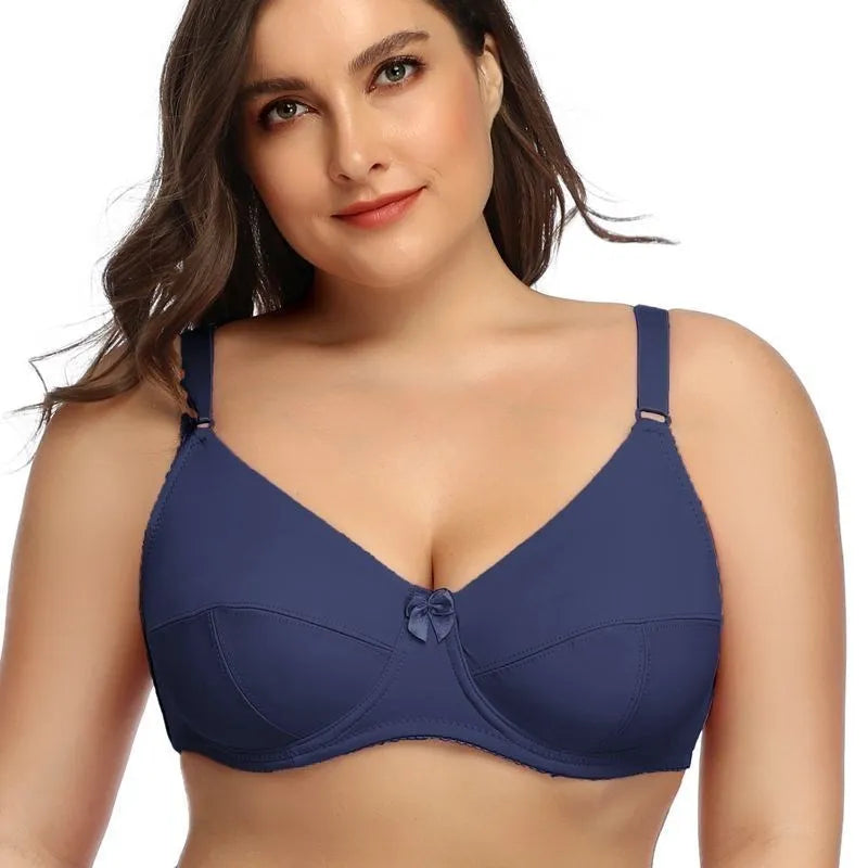 Plus size full coverage underwire bra, unpadded stretch elastane, natural silhouette support for fuller busts