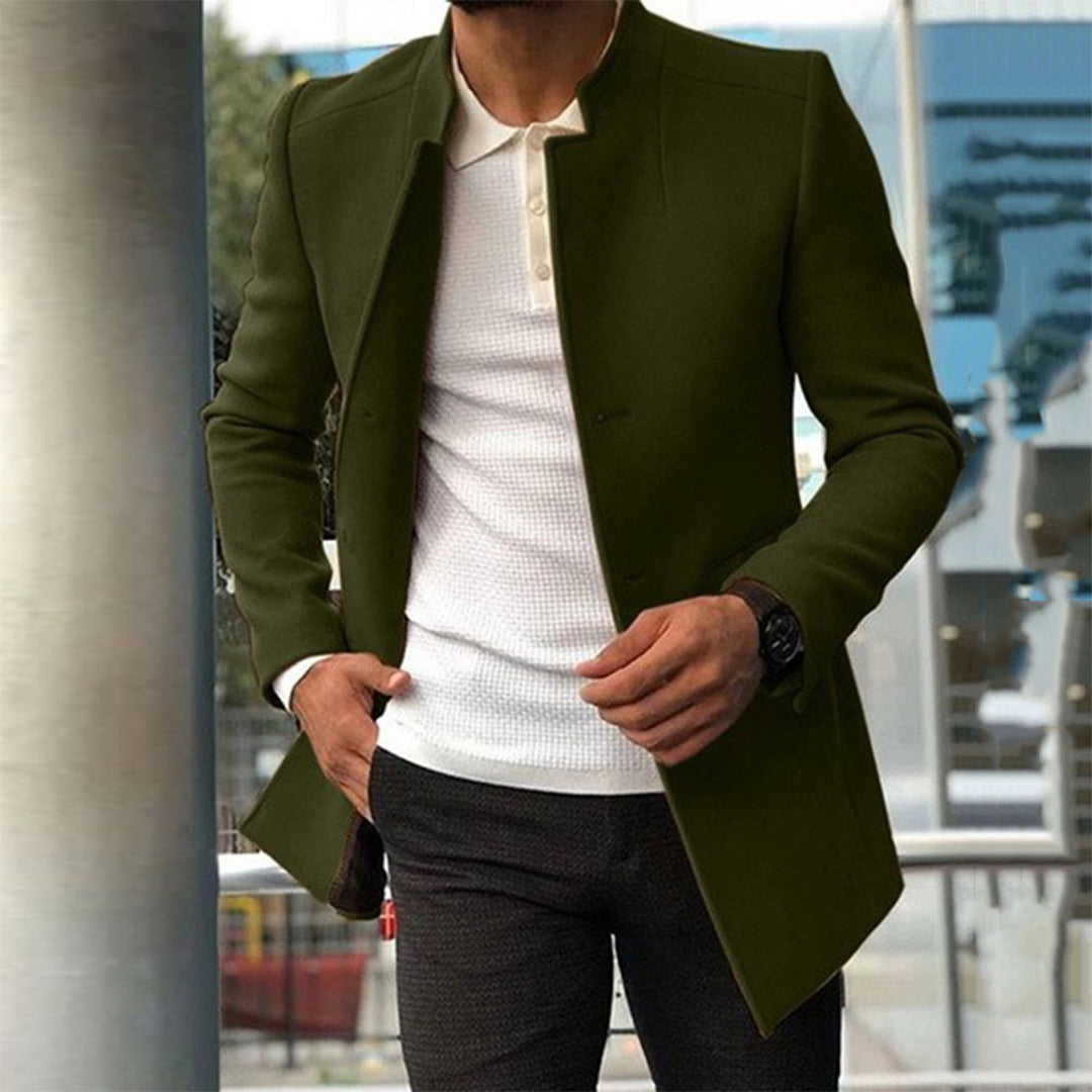 Matthew mens slim fit camel winter coat sharp tailored silhouette professional refined style