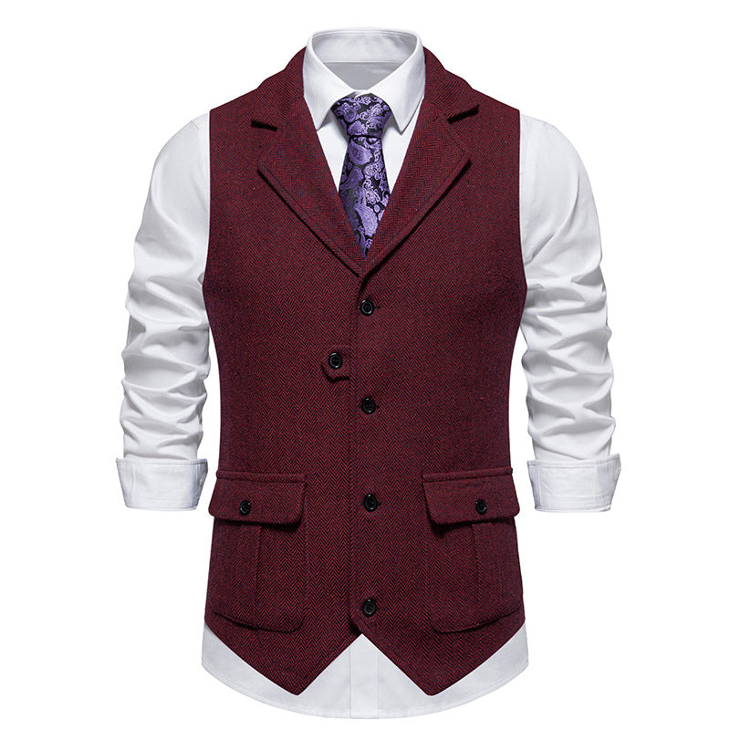 Men's tailored fit office vest smart casual structured design professional workwear sleek silhouette