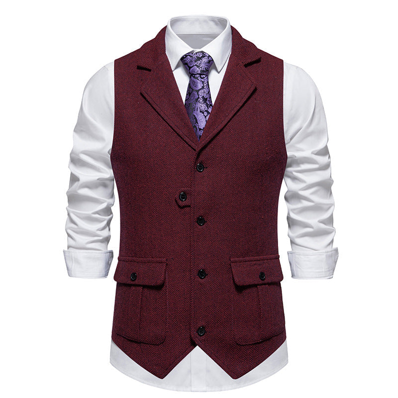Men's tailored fit office vest smart casual structured design professional workwear sleek silhouette