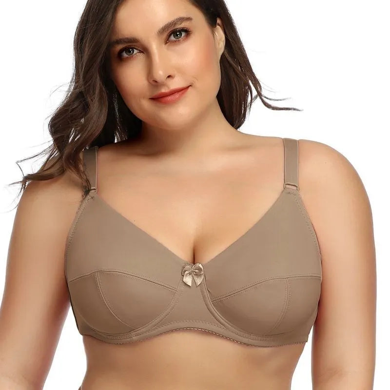 Plus size full coverage underwire bra, unpadded stretch elastane, natural silhouette all-day comfort