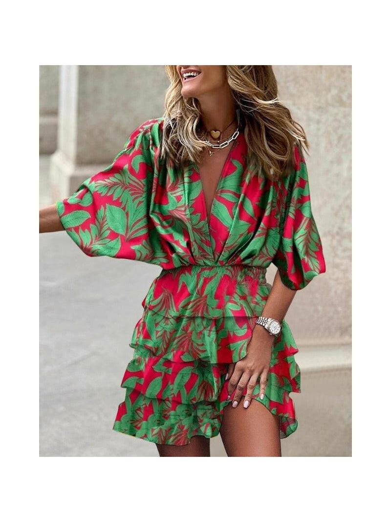 Francesca women's vibrant printed mini dress flowy relaxed silhouette bold colorful summer pattern