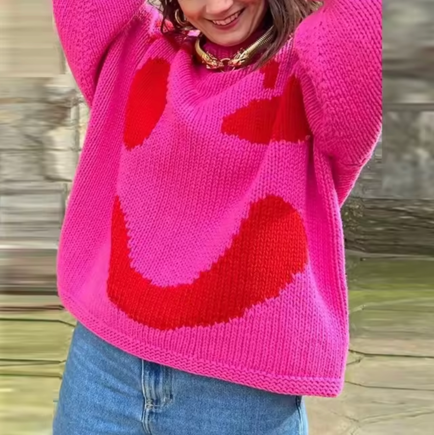 Women oversized cotton knit sweater cozy casual fit breathable 100% cotton versatile everyday essential