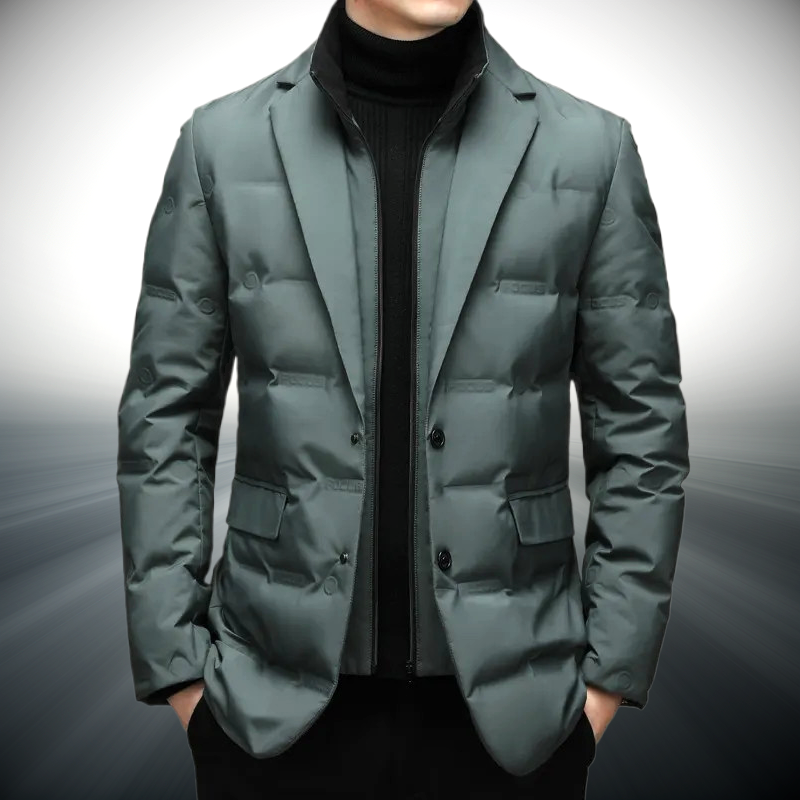 Men's quilted tailored blazer jacket modern fit structured silhouette smart casual professional style