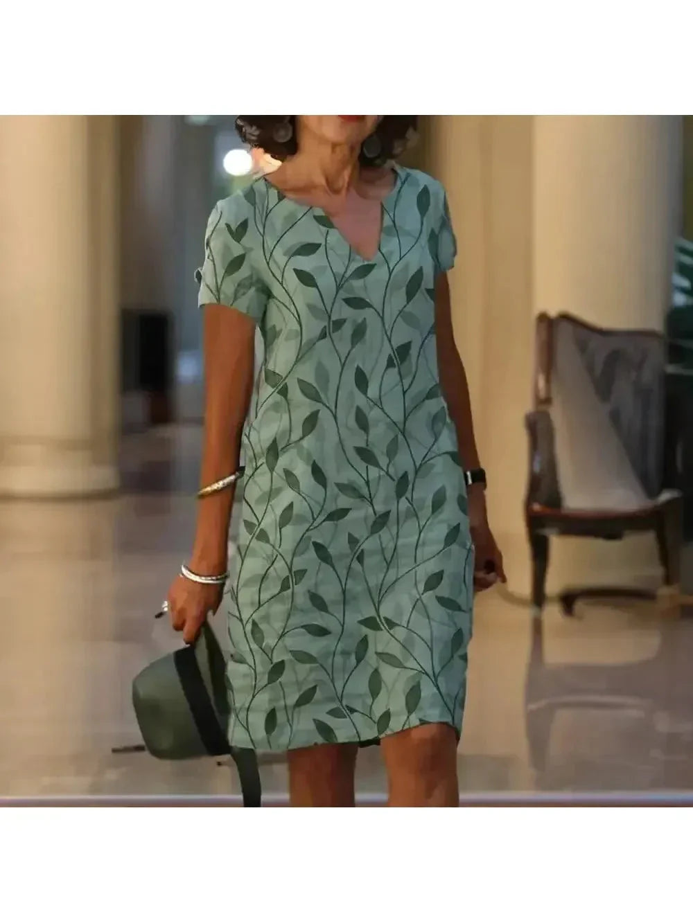 Women's Galina floral print shift dress casual elegant breathable everyday comfort
