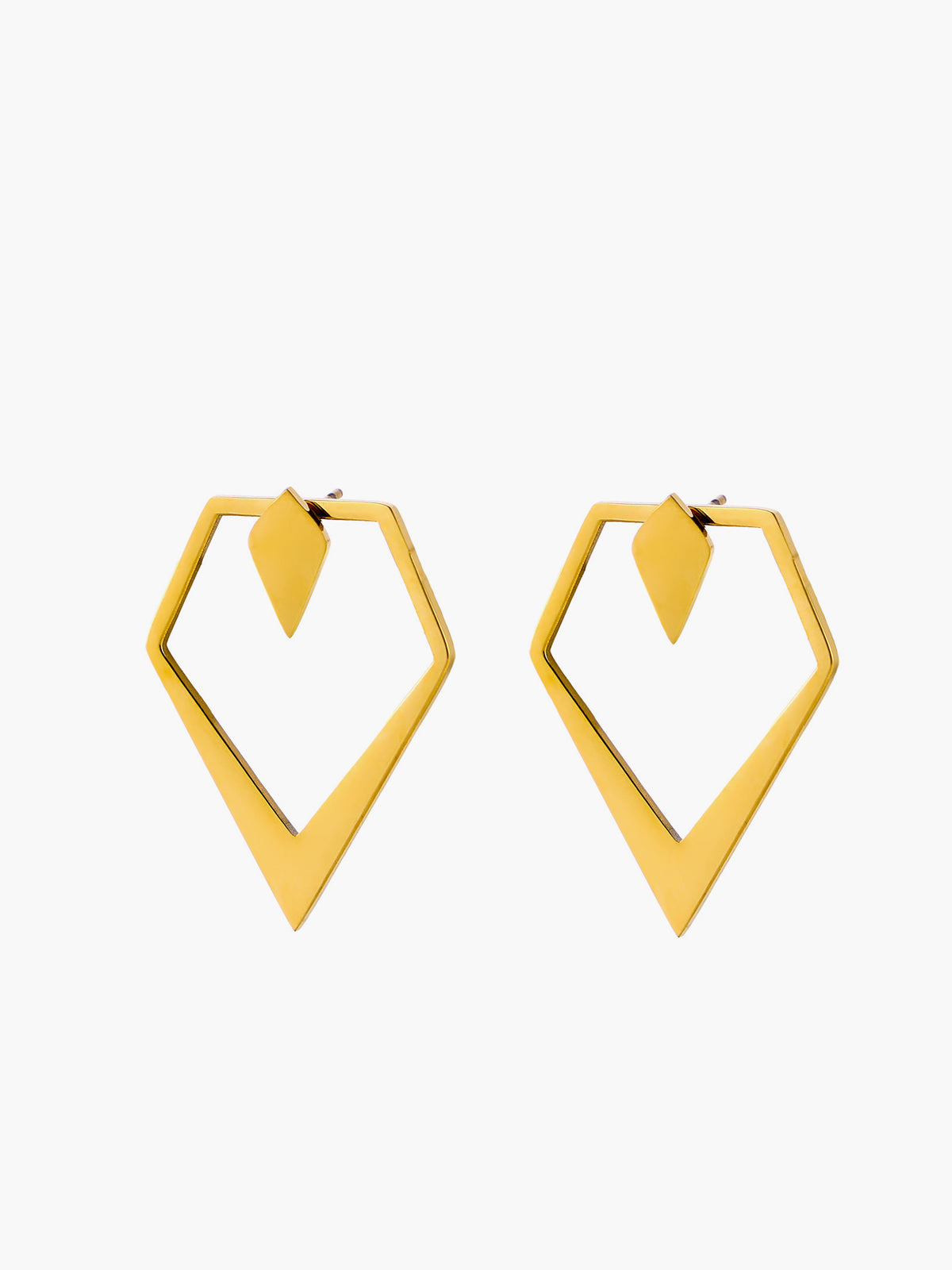 Geometric V-Shaped Gold Stud Earrings - Urbann-Vibe