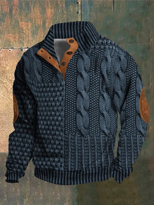 Heiko unisex retro printed pullover sweater in warm tones with soft cozy fabric and vintage pattern