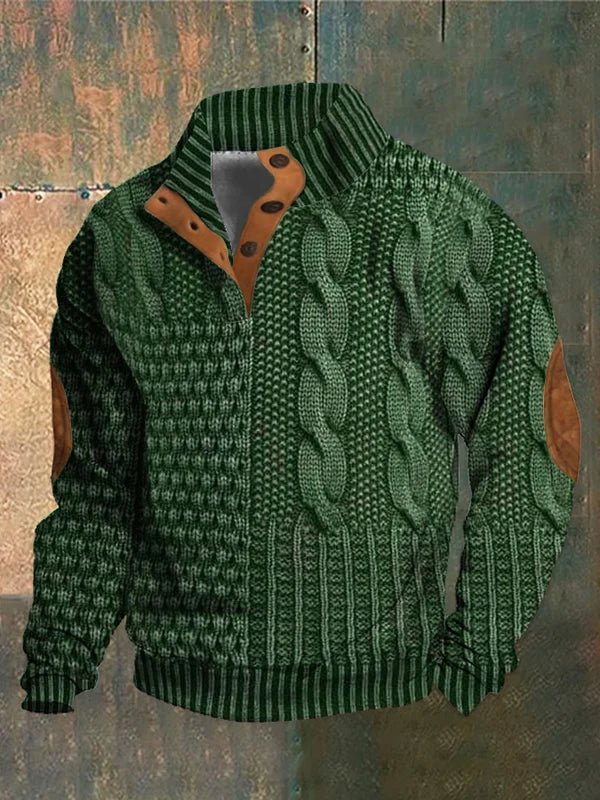 Heiko unisex retro printed pullover sweater in warm tones with cozy soft fabric vintage pattern