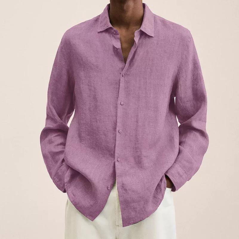 Men's casual linen shirt Noah natural tone spread collar breathable everyday fresh elegant cut