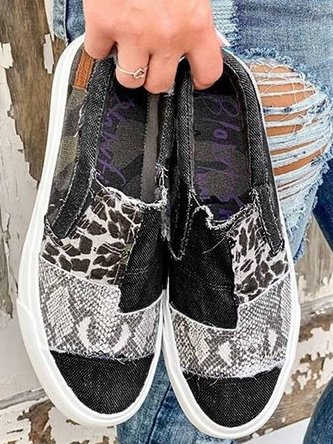 Rose women's stretch slip-on leopard print shoes with flexible canvas upper for all-day comfort