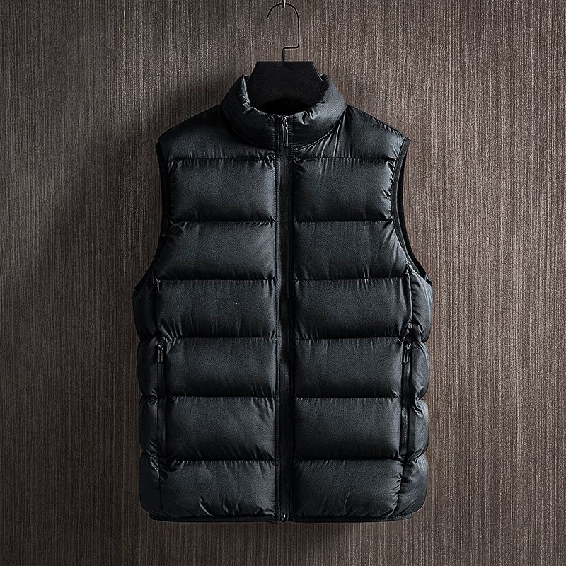 Men's lightweight quilted padded vest with side pockets, slim layer for cold weather