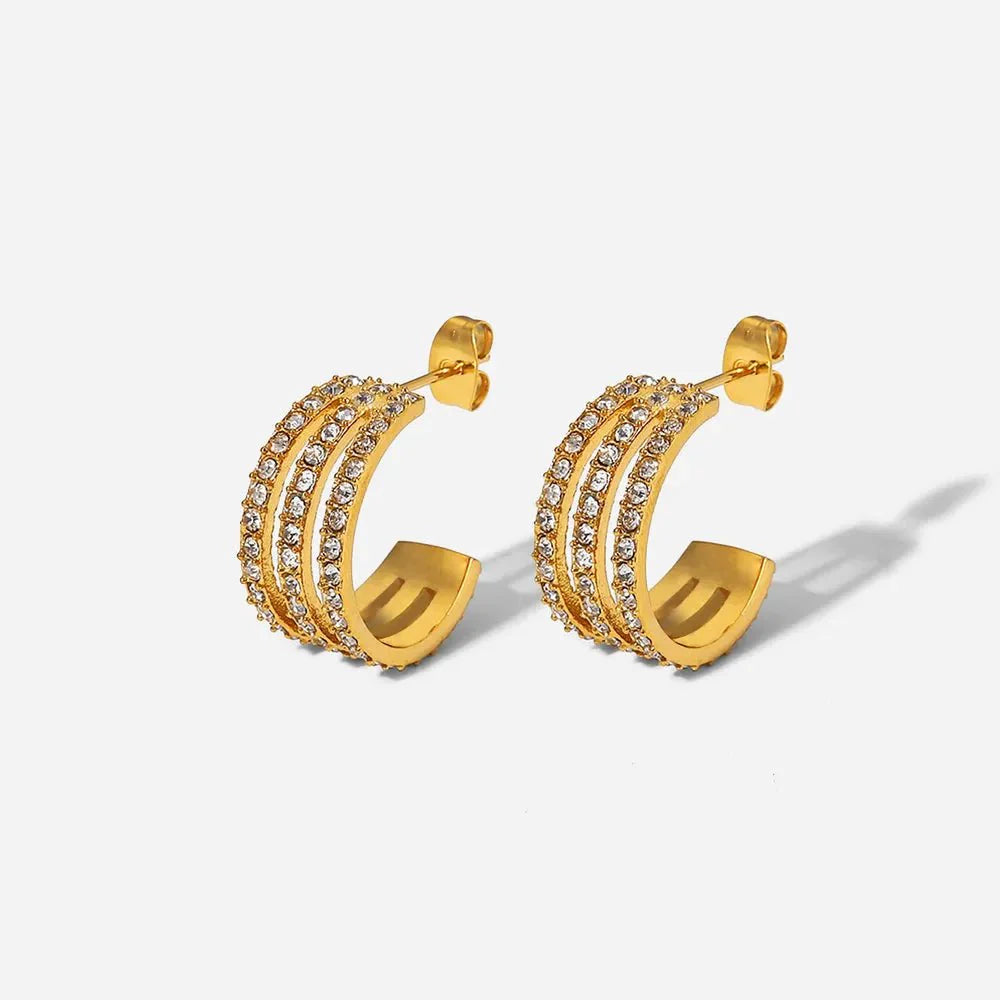 Gold-plated stainless steel spiral drop earrings - Urbann-Vibe