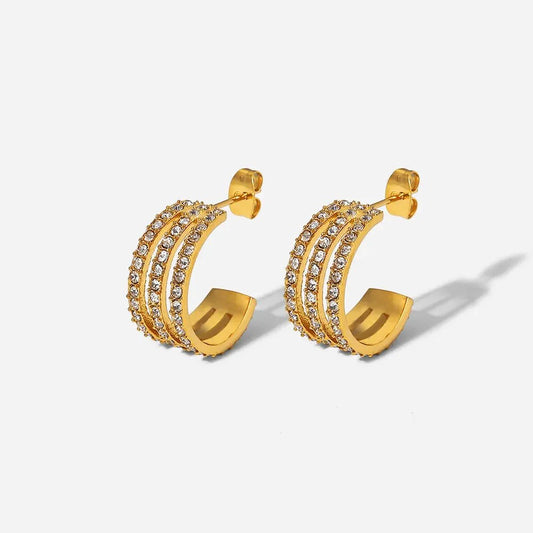 Gold-plated stainless steel spiral drop earrings - Urbann-Vibe