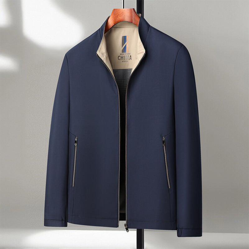 Graham men's navy stand collar windproof zip-up jacket relaxed fit for autumn winter commute