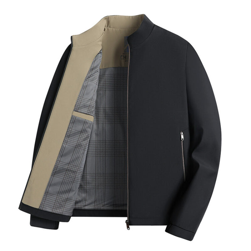 Graham men's navy stand collar windproof zip-up jacket relaxed fit for autumn winter commute
