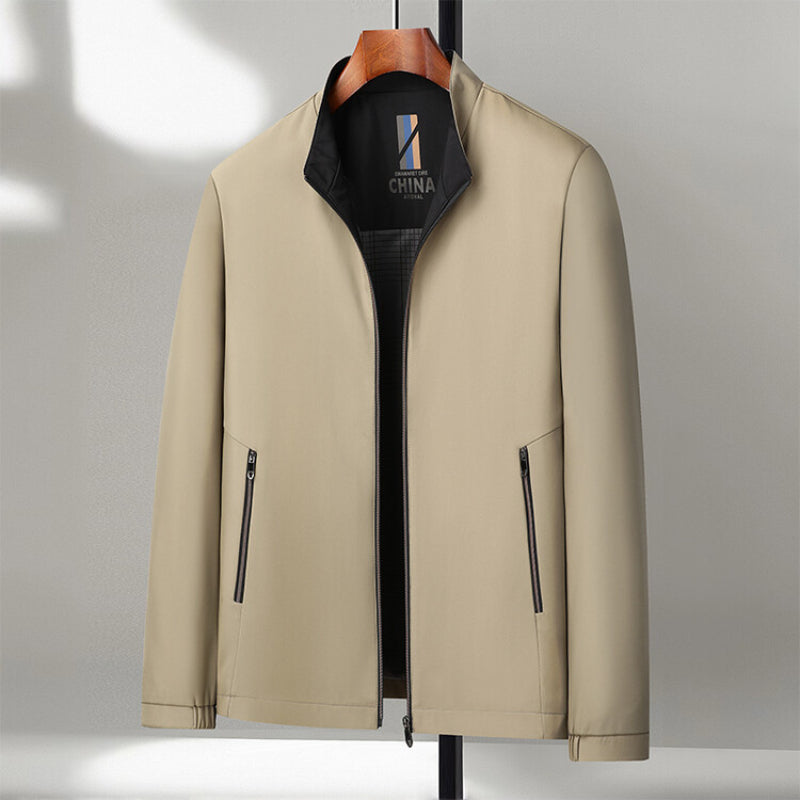 Graham men's navy stand collar windproof zip-up jacket relaxed fit for autumn winter commute