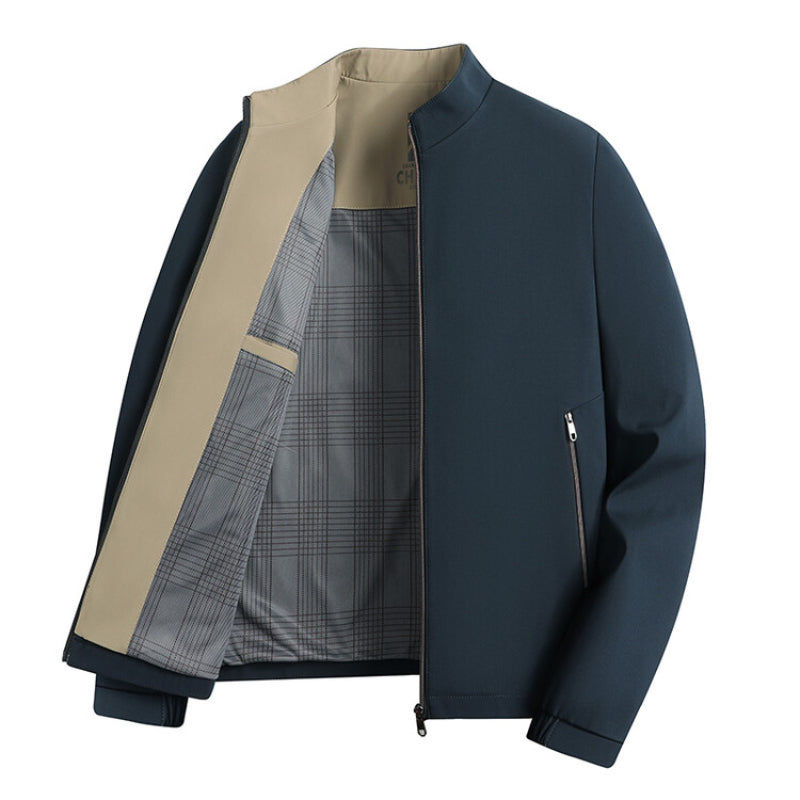 Graham men's navy stand collar windproof zip-up jacket relaxed fit for autumn commute