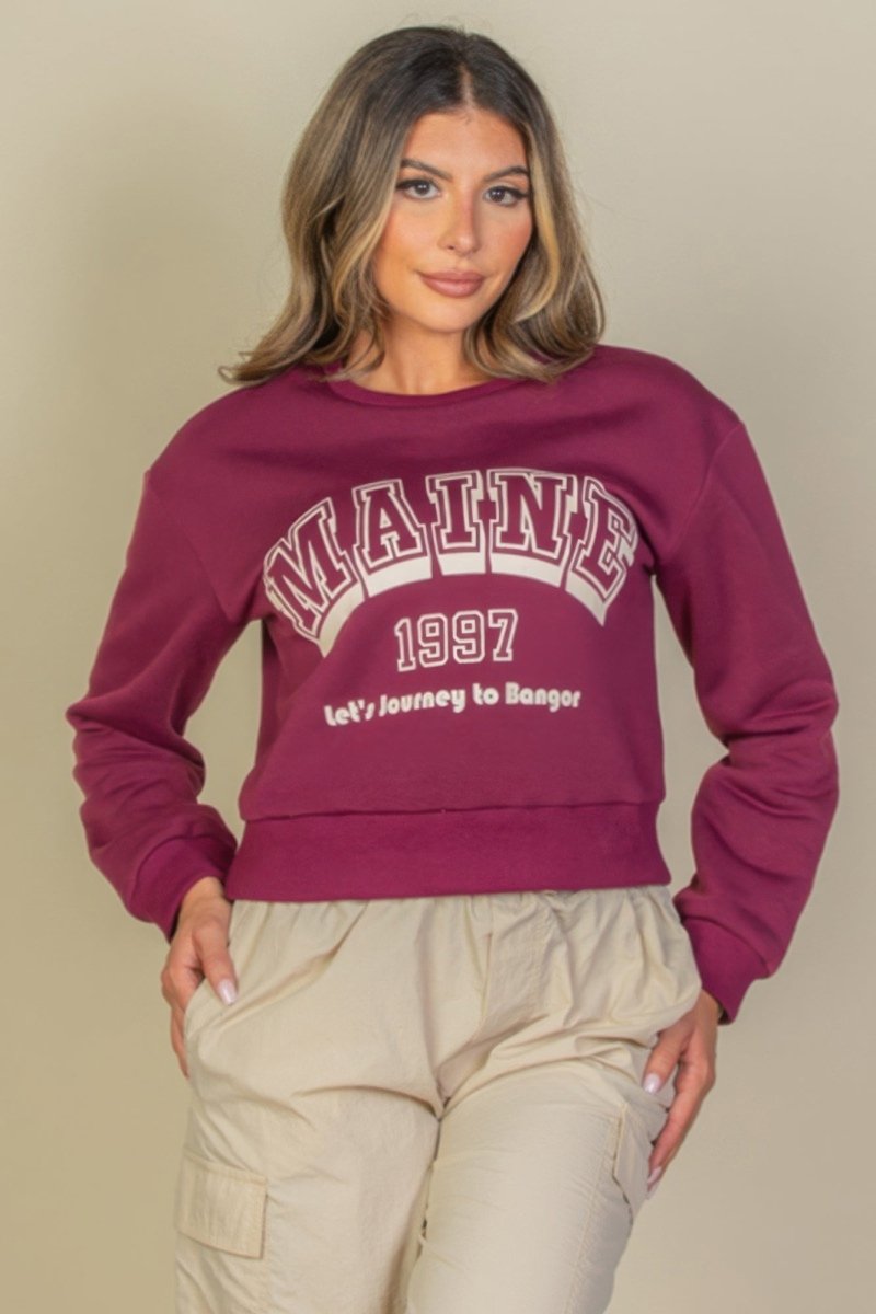 Oversized drop shoulder graphic sweatshirt, ultra-soft polyester blend with bold print for everyday casual style