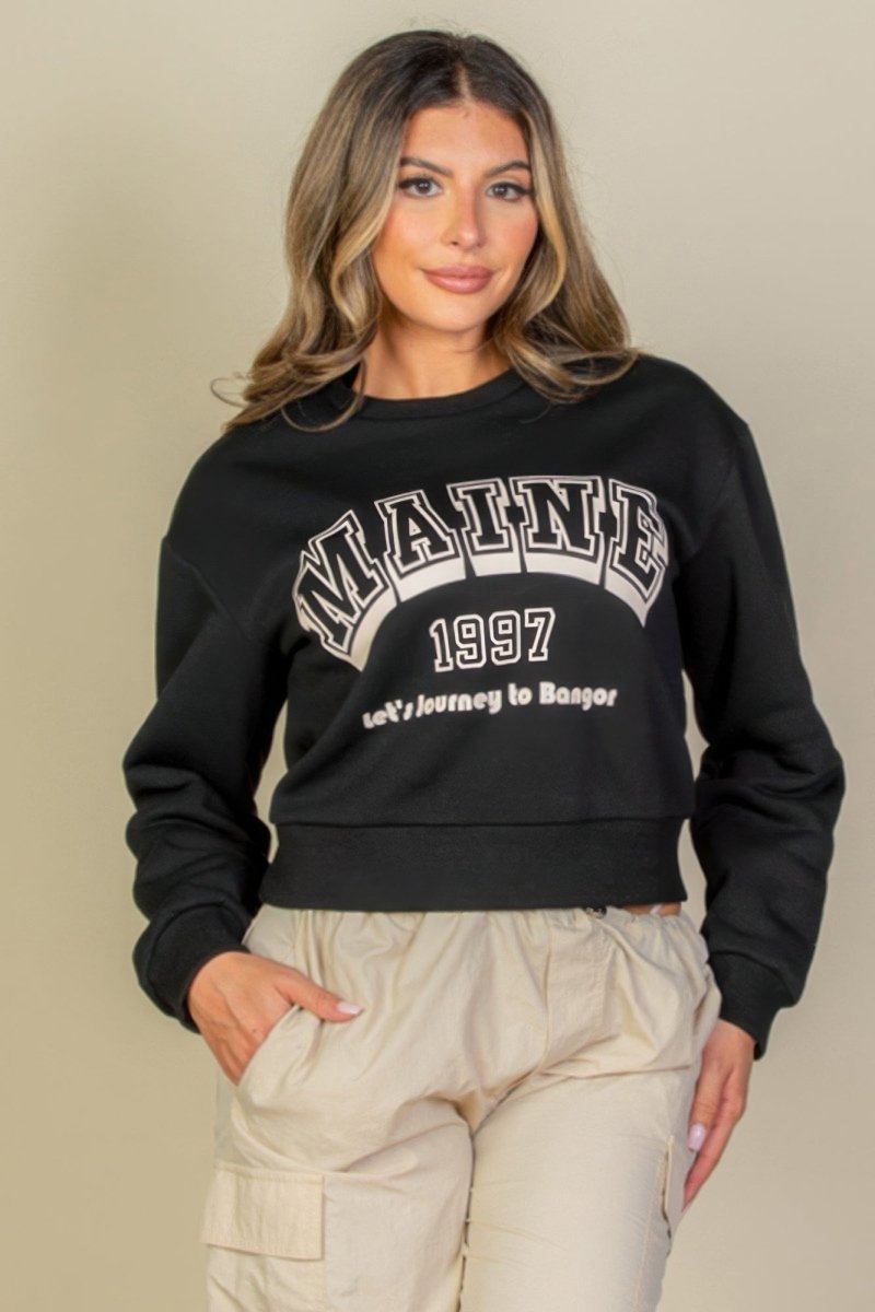 Oversized drop shoulder graphic sweatshirt in soft polyester with relaxed fit for everyday casual wear