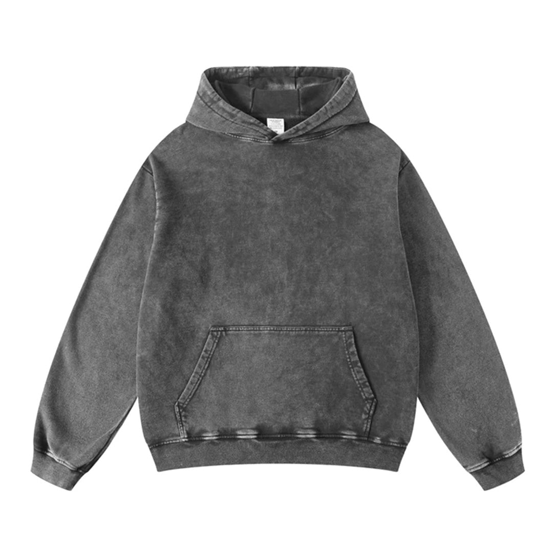 Terra washed pullover hoodie relaxed fit soft cotton with kangaroo pocket for men and women