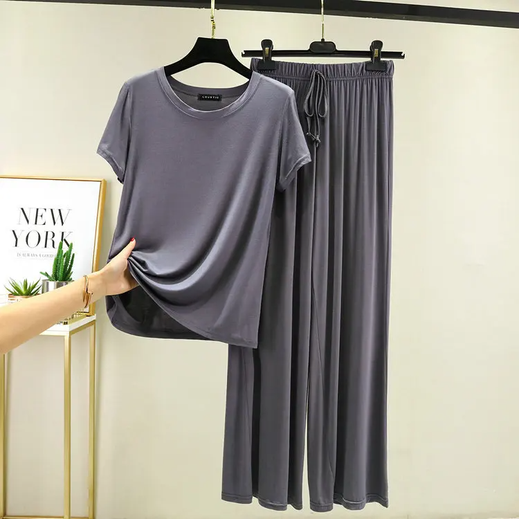 Women's lounge set soft breathable fabric relaxed draped silhouette with adjustable waistband
