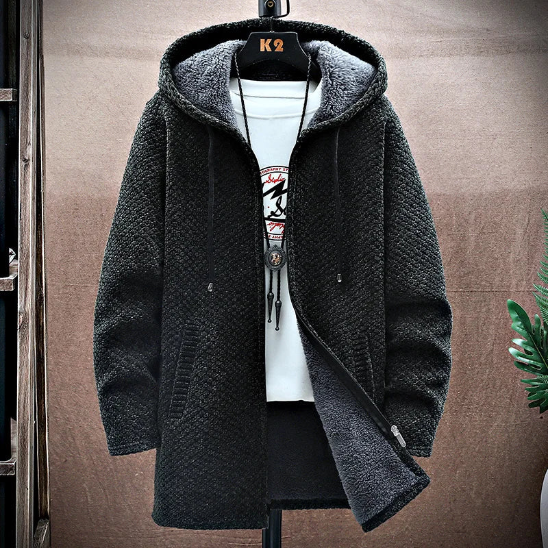 Valmont grey cashmere blend hoodie with plush fleece lining, cozy cold-weather luxury comfort fit