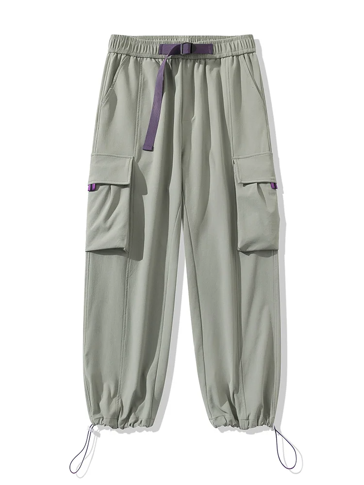 Wide-leg cargo pants unisex breathable stretch fabric street style relaxed fit