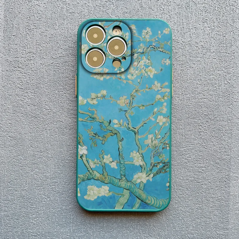 Starry Night Van Gogh print iPhone case blue shockproof hard shell for art lovers