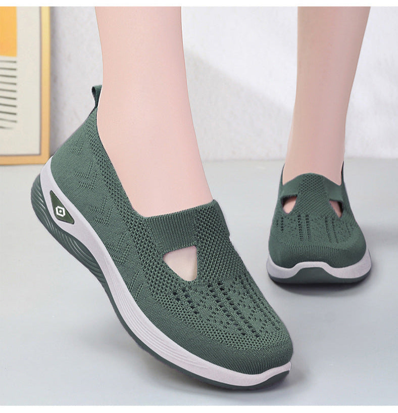 Women's slip-on sneakers breathable knit upper cushioned sole casual comfort everyday style