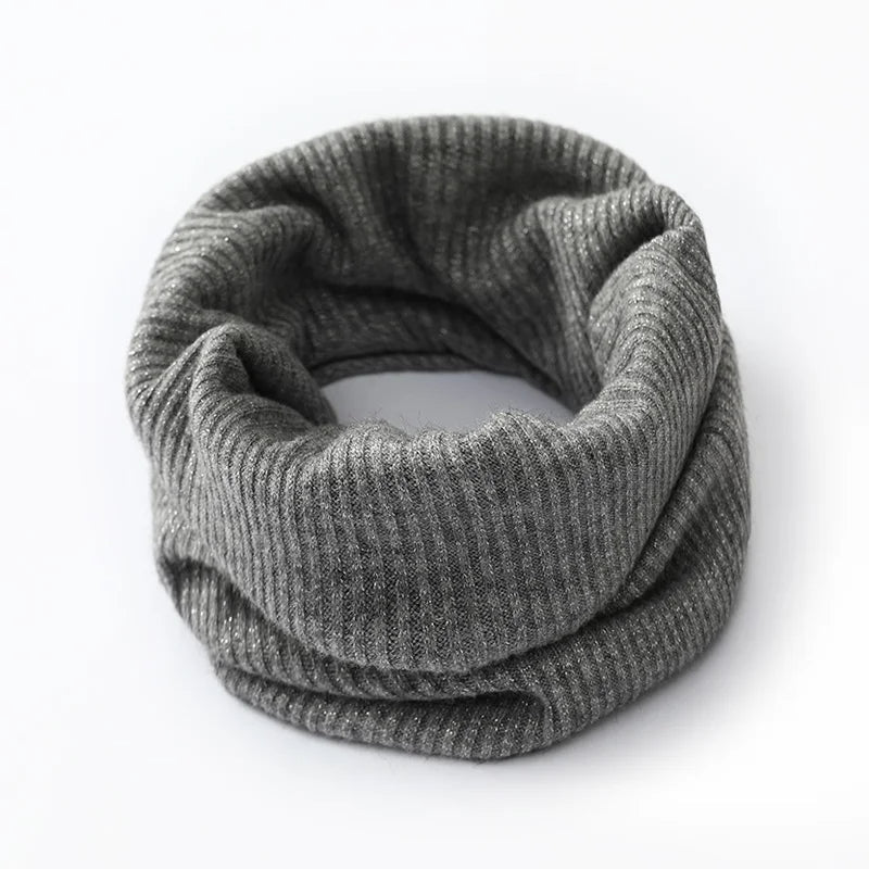 Women's ribbed wool neck warmer close fit design cozy soft texture elegant cold weather accessory