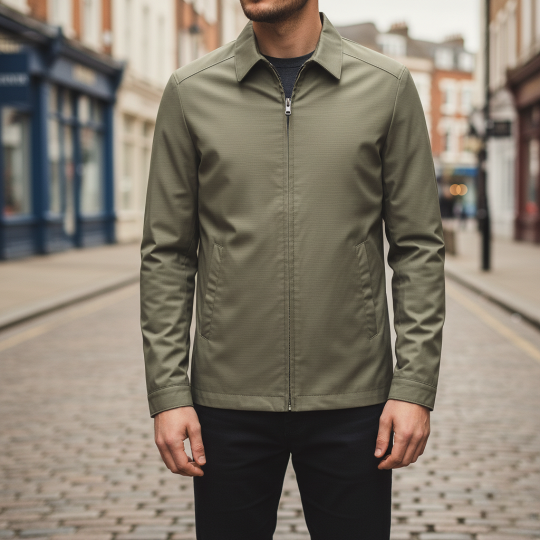 Men's lightweight waterproof jacket slim fit outdoor windbreaker with weather-resistant shell