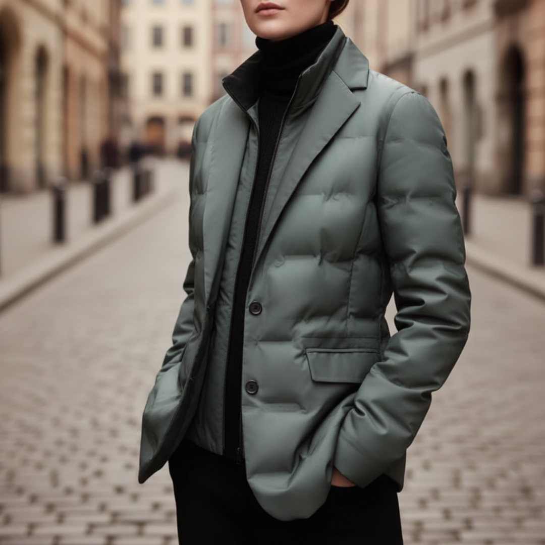 Women's slim fit nylon down jacket high collar lightweight warm coat cold weather
