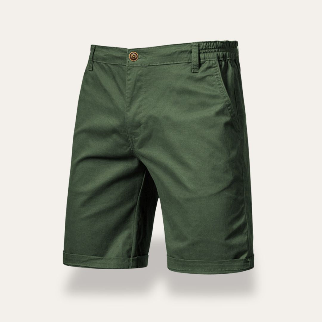 Men's classic fit mid-length cotton shorts breathable natural fiber everyday casual urban style