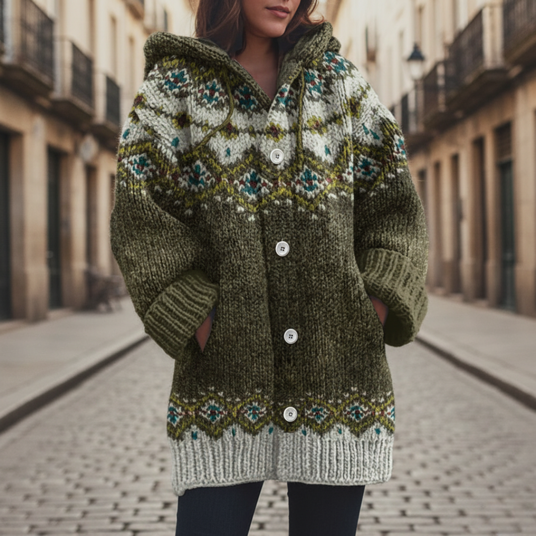 Women's short blended fabric jacket with notched collar and double-breasted elegant buttons