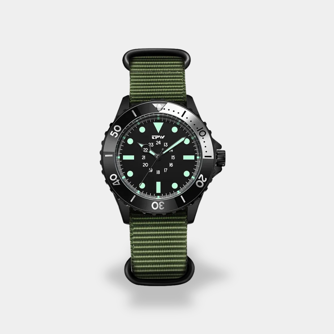 Men's sport watch stainless steel case NATO fabric strap luminous dial water resistant timepiece